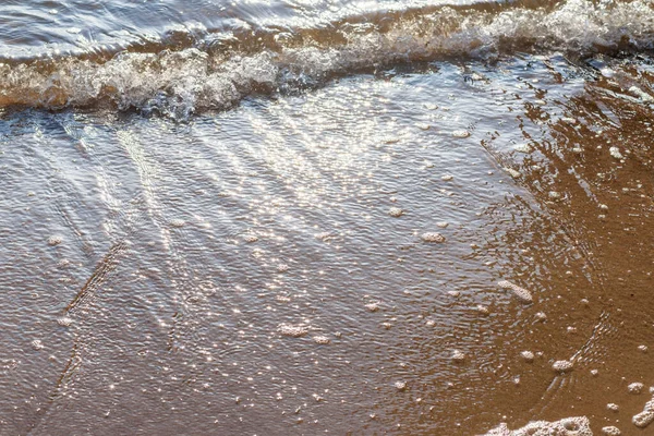 Měkká Vlna Moře Písečné Večerní Pláži Měkké Zaměření Rozmazané Obrazy — Stock fotografie