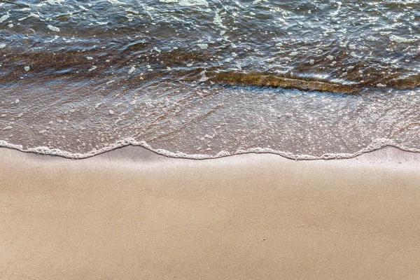 Puha Hullám Tenger Homokos Strandon Puha Fókusz Elmosódott Kép Másolja — Stock Fotó