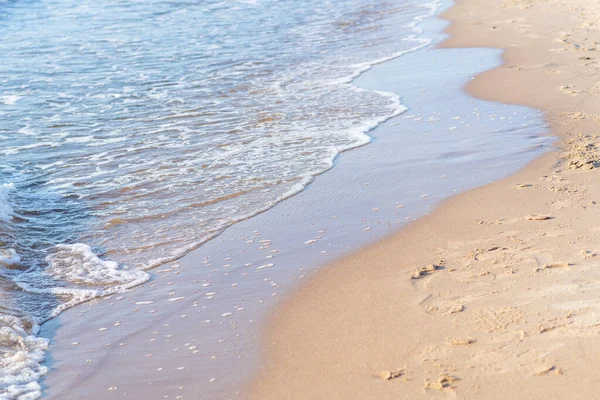 Puha Hullám Tenger Homokos Strandon Puha Fókusz Elmosódott Kép Másolja — Stock Fotó