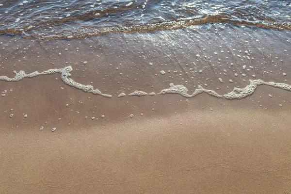 Puha Hullám Tenger Homokos Strandon Puha Fókusz Elmosódott Kép Másolja — Stock Fotó