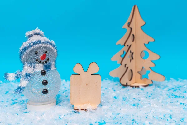 Снеговик Подарки Рождественская Елка — стоковое фото