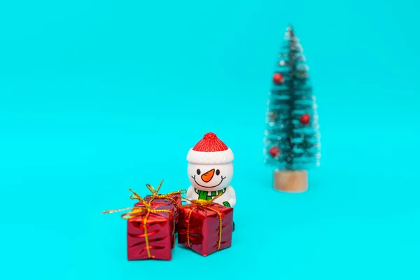 Игрушечный Снеговик Подарки Елка Копией Space Christmas Празднование Нового Года — стоковое фото