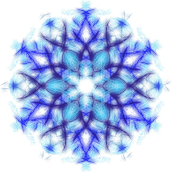 Floco Neve Mandala Ano Novo Frost Simetria Hexaédrica Ornamento Bitmap — Fotografia de Stock