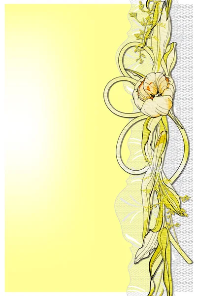 Cartão Postal Banner Vertical Flores Estilizadas São Tulipas Papel Envelhecido — Fotografia de Stock