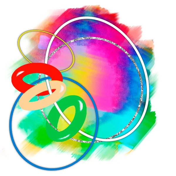 Ilustração Sublimação Digital Textura Multicolorida Com Círculos Anéis Desenho Brilhante — Fotografia de Stock