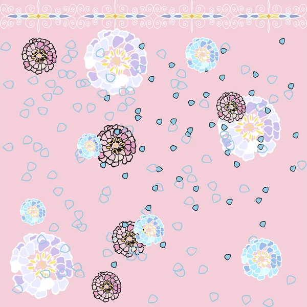 Seamless backgrounds for scrapbooking, needlework and printing on all types of clothing and fabric. Oriental ornaments. Incredibly beautiful and delicate flowers. Blue, pink, transition with a slight gradient. Wedding and children\'s cute theme.