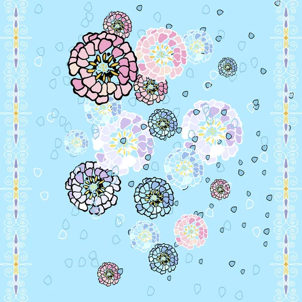 Seamless backgrounds for scrapbooking, needlework and printing on all types of clothing and fabric. Oriental ornaments. Incredibly beautiful and delicate flowers. Blue, pink, transition with a slight gradient. Wedding and children\'s cute theme.