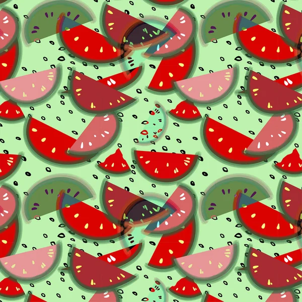 Watermelons. Fruit, food, sweet watermelon slices. Backgrounds are not seamless for scrapbooking, needlework and printing on all types of clothing and fabric. To decorate the menu in restaurants,cafes.