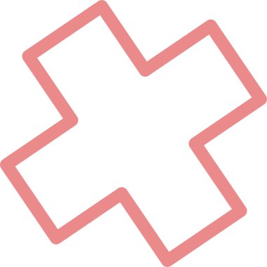 Tıbbi bakım kavramı. Haç şeklinde boş bir bilgi alanı. Sağlık, kalp şeklinde haplar, rozet. Çizgi film tarzında izole vektör illüstrasyonu