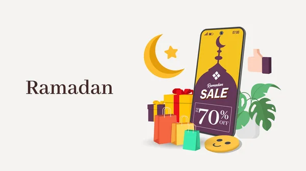 Ramadan Försäljning Banderoller Set Rabatt Och Bästa Erbjudande Tag Etikett — Stock vektor