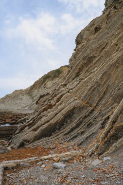 Zumaia 'nın sinekleri. Bask kıyıları, UNESCO tarafından Dünya Mirası ilan edildi. Dünya 'daki sineklerin arkeolojik oluşumları. 