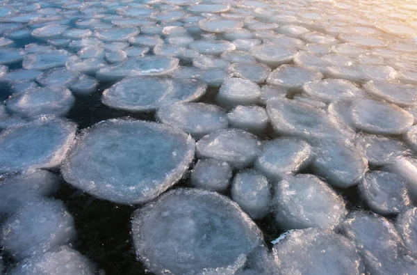 Zonsopkomst Bevroren Zee Prachtig Wintermeer — Stockfoto