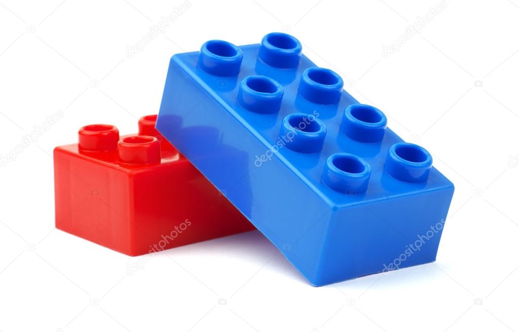 Toy plastic blocks isolated on white background 