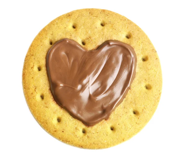 Galletas redondas con corazón de chocolate — Foto de Stock