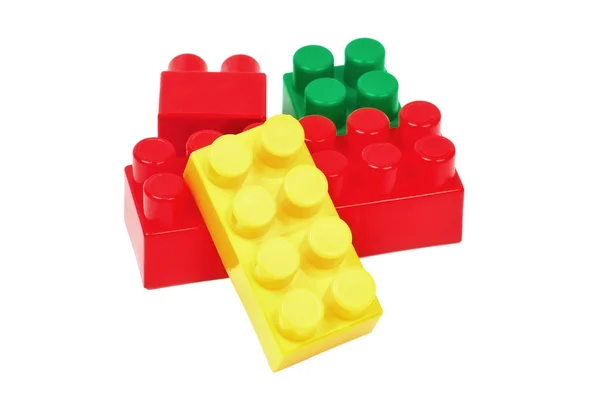 Bâtiment de jouets blocs colorés sur fond blanc — Photo