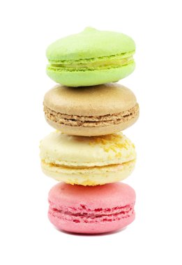 Fransız tatlı bir lezzet, bademli kurabiye çeşitli portre. Macaroons üzerinde