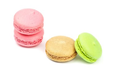 Fransız tatlı bir lezzet, bademli kurabiye çeşitli portre. Macaroons üzerinde