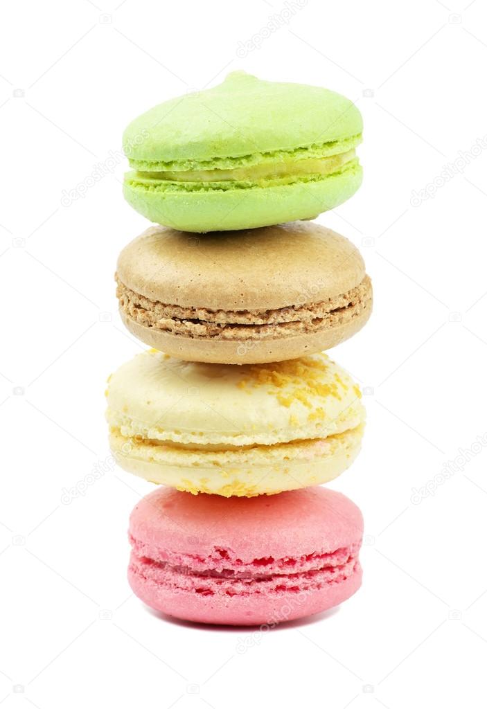 A french sweet delicacy, macaroons variety closeup. Macaroons on
