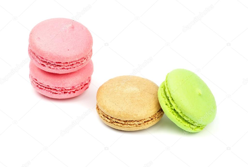 A french sweet delicacy, macaroons variety closeup. Macaroons on