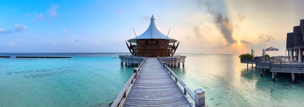 Amazing Tropical Maldives Island Panorama Beautiful Beach Lagoon Landscape Background — Stock Photo, Image