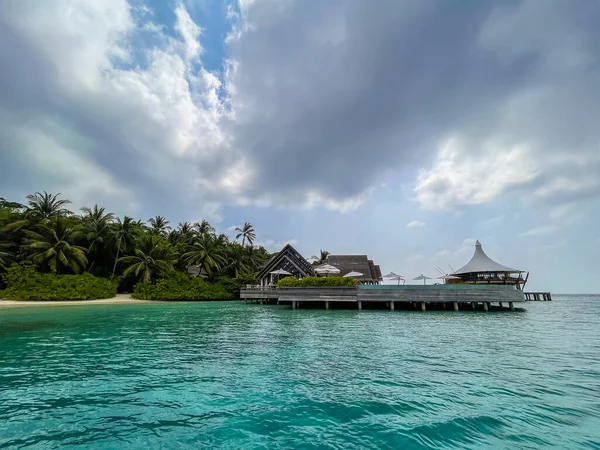 Verbazingwekkend Tropisch Malediven Eiland Panorama Prachtige Strand Lagune Landschap Achtergrond — Stockfoto