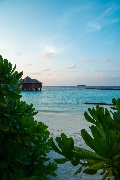 Maldivas Paraíso Paisaje Escénico Paisaje Marino Con Bungalows Agua Hermosas — Foto de Stock