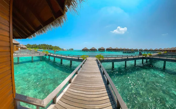 Maldives Paradis Paysage Pittoresque Paysage Marin Avec Bungalows Eau Belle — Photo