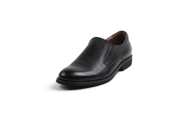 Zapatos clásicos de cuero genuino de los hombres, vista lateral, aislados sobre un fondo blanco — Foto de Stock