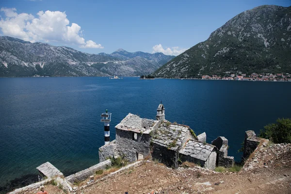 Beautiful landscape with lake and mountains, Boko Kotor, Montenegro Royalty Free Stock Images