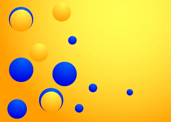 抽象的な背景グラデーションのスクリーン上の黄色と青の円 — ストックベクタ