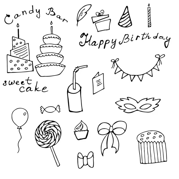 Happy Birthday doodle set. — Stock Photo, Image