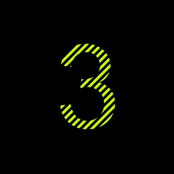 Number three. Black and bright lime poison color. — Stock Photo, Image