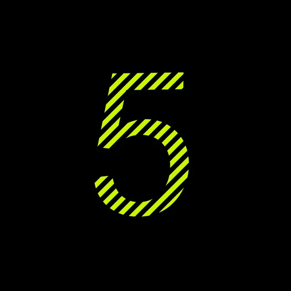 Number five. Black and bright lime poison color. — Stock Photo, Image