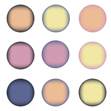 Metin için yer olan dokuz renkli daireler kümesi