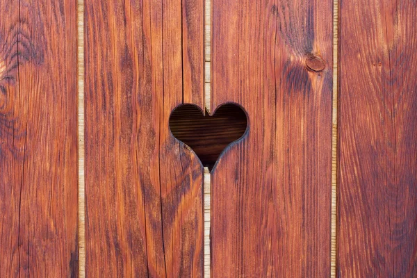 Houten deur met hart — Stockfoto