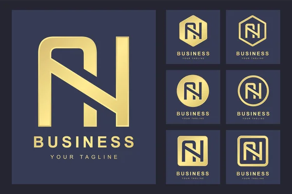 Set Van Abstracte Beginletters Golden Logo Template Logo Voor Bedrijven — Stockvector