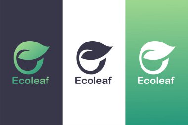 E harfi logo kombinasyonu Yapraklar, Doğa logosu kavramı.