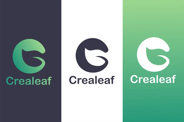 手紙C葉とロゴの組み合わせ 自然ロゴコンセプト — ストックベクタ