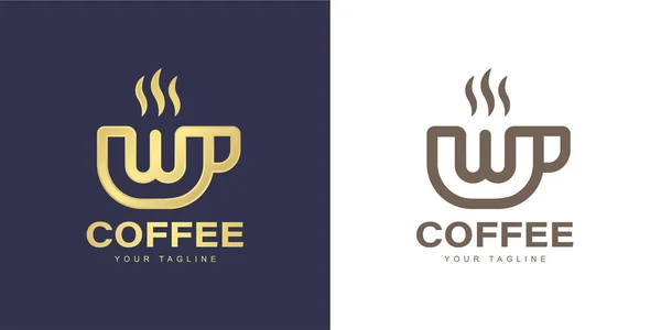 咖啡店 概念的简约W字母标识 免版税图库矢量图片