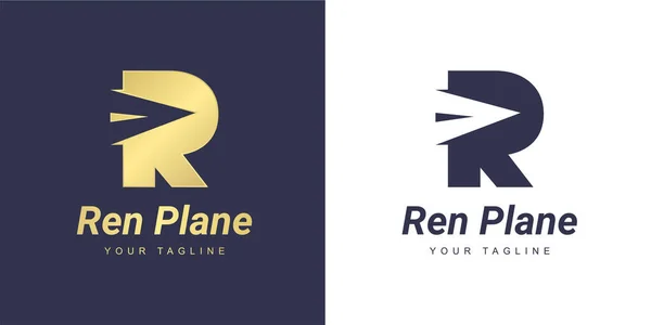Brief Logo Met Een Minimalistisch Papieren Vliegtuig Reisconcept — Stockvector