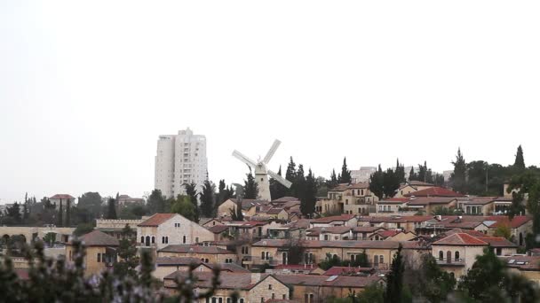 Panorama západního Jeruzaléma Jemin Moše . — Stock video
