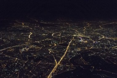 Uçaktan Moskova 'ya gece .