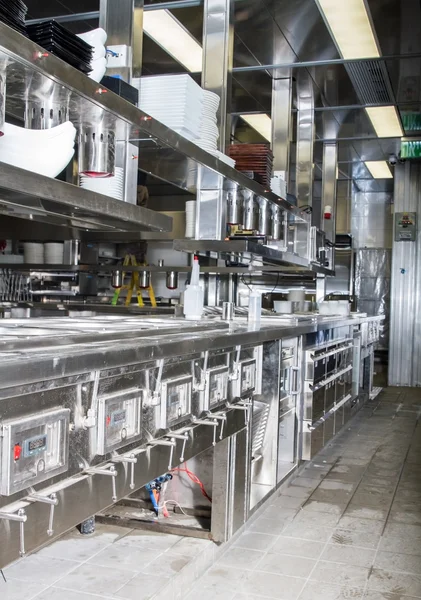 Professional kitchen, view counter in steel — Stock Photo, Image