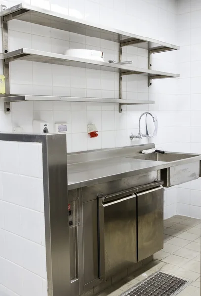 Professional kitchen, view counter in steel — Stock Photo, Image