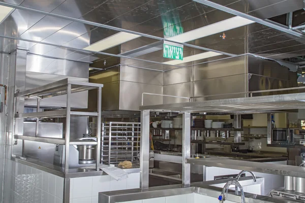 Professional kitchen, view counter in steel — Stock Photo, Image