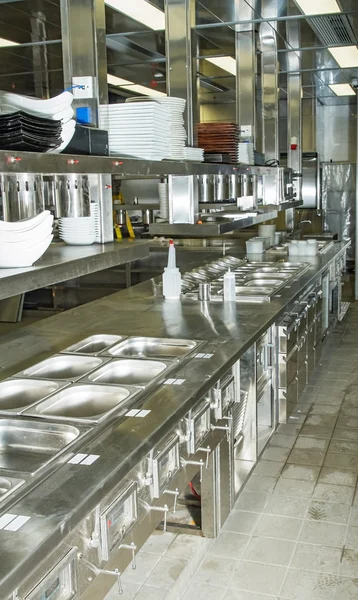 Professional kitchen, view counter in steel — Stock Photo, Image