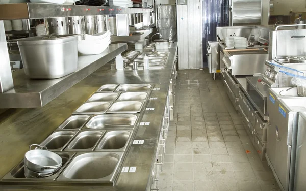 Professional kitchen, view counter in steel — Stock Photo, Image