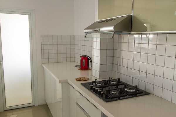 Modern white kitchen .
