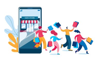 Mutlu insanlar akıllı telefondan online bir mağazadan satın aldıklarıyla geliyorlar.. 