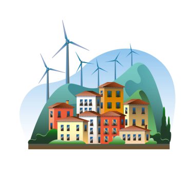 Rüzgar jeneratörlü çevre dostu bir köy..